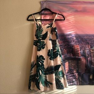 Pale pink dress with palm trees